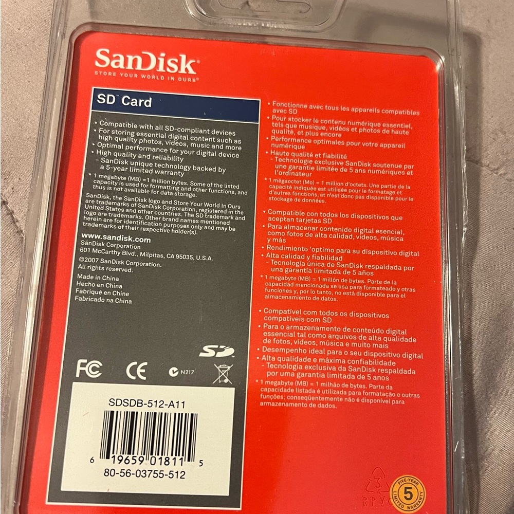 SanDisk - 512MB multi-use SD Card